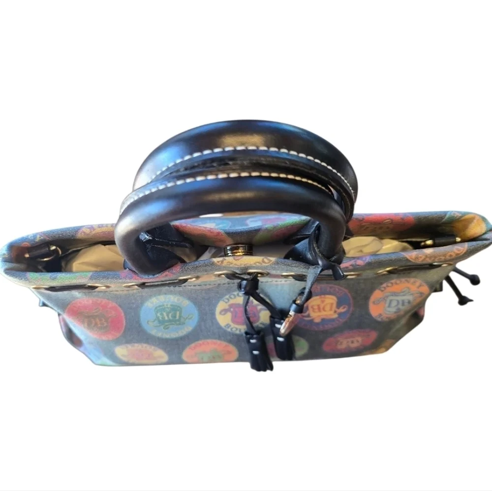 Dooney & Bourke Rare Fanciful Tutti Frutti Medallion Black Vintage Satchel